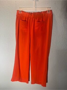 Eye-Catching Orange Wide-Leg Pull-On Pants